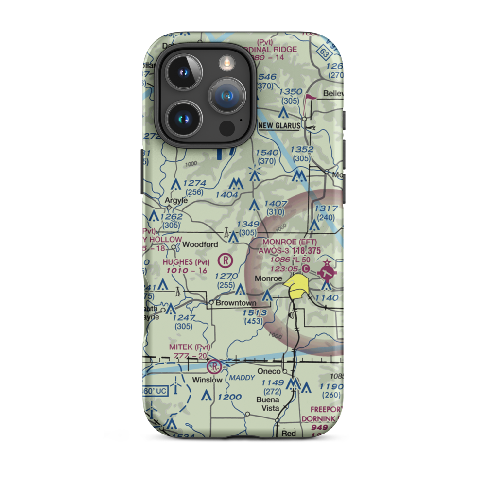 Flying H Airport (63WI) VFR Sectional  Tough iPhone Case iPhone 16 Pro Max model shown