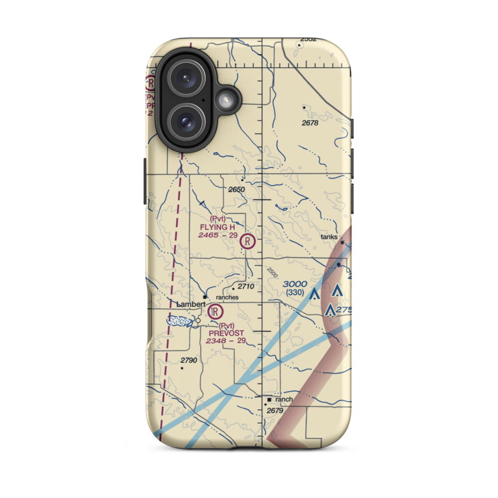 Flying H Airport (69MT) VFR Sectional  Tough iPhone Case iPhone 16 Plus model shown