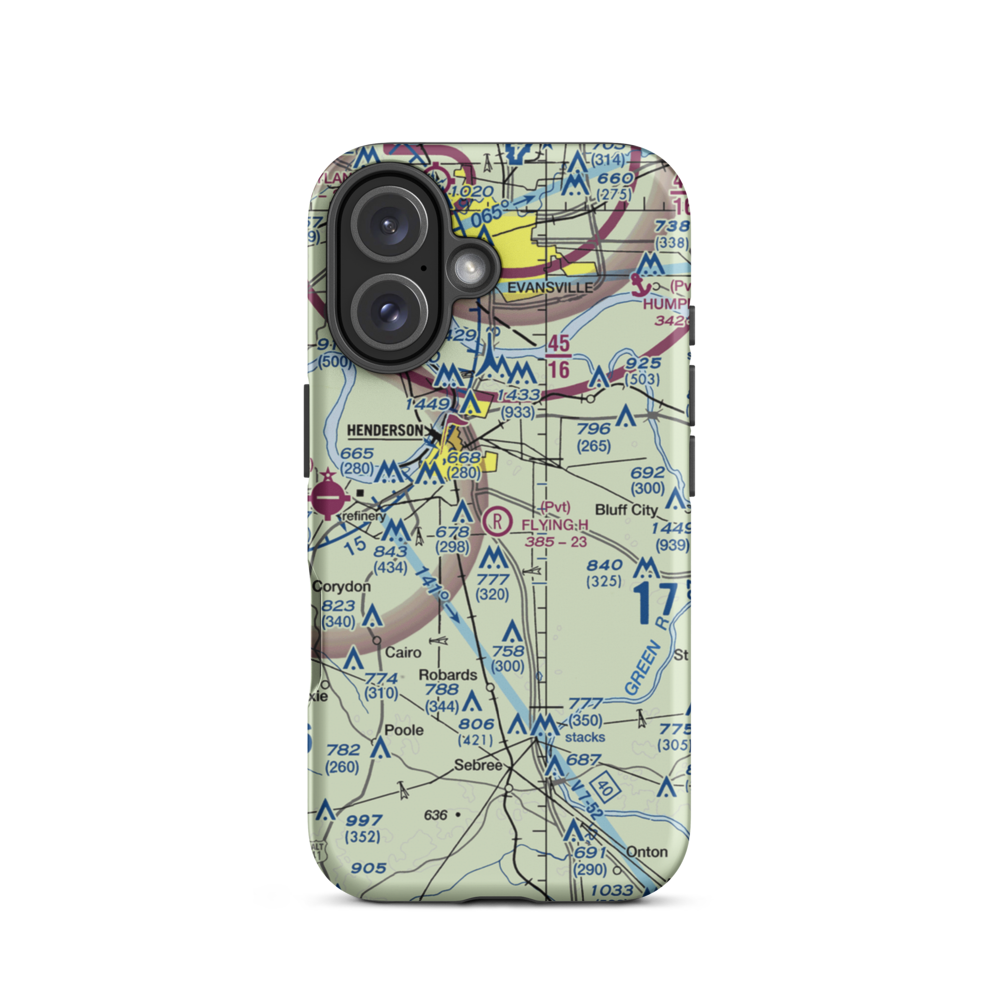 Flying H Farms Airport (03KY) VFR Sectional  Tough iPhone Case iPhone 16 model shown