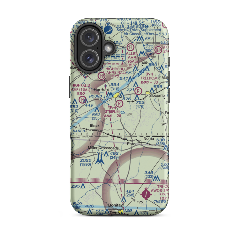 Flying H Ranch Airport (3AL1) VFR Sectional  Tough iPhone Case iPhone 16 Plus model shown