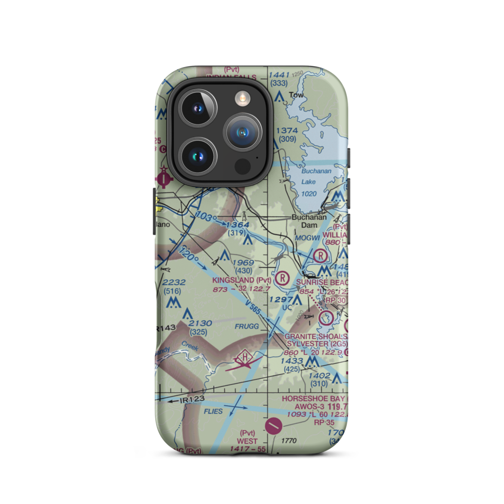 Flying H Ranch Airport (54TX) VFR Sectional  Tough iPhone Case iPhone 16 Pro model shown