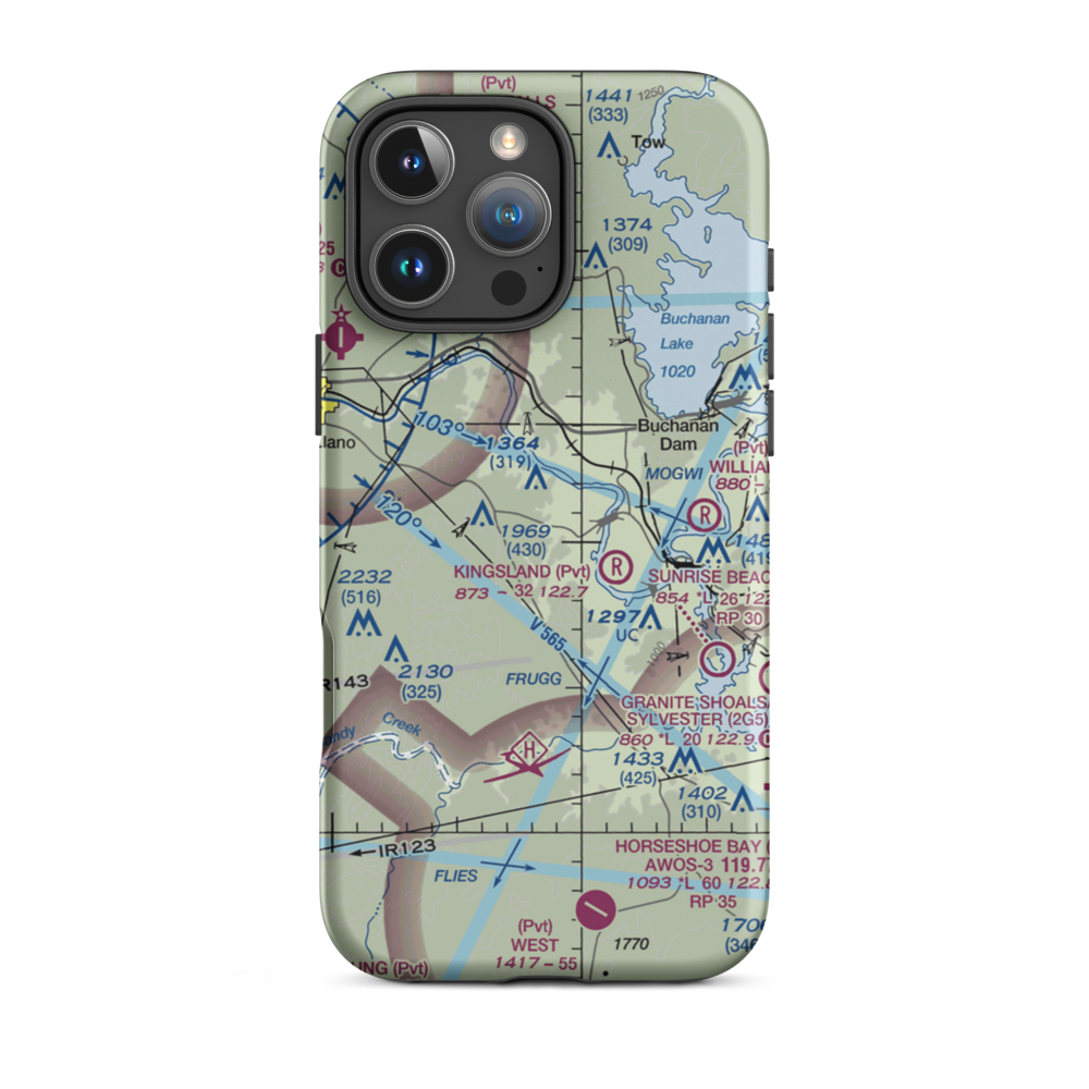 Flying H Ranch Airport (54TX) VFR Sectional  Tough iPhone Case iPhone 16 Pro Max model shown