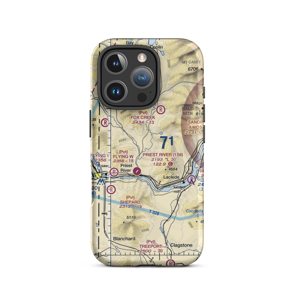 Flying H Ranch Airport (96ID) VFR Sectional  Tough iPhone Case iPhone 16 Pro model shown