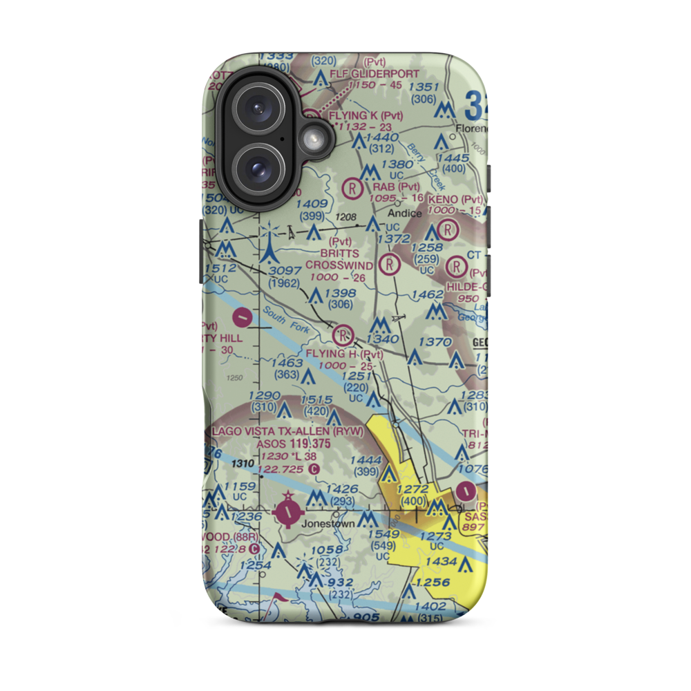 Flying H Ranch Airport (9TX4) VFR Sectional  Tough iPhone Case iPhone 16 Plus model shown