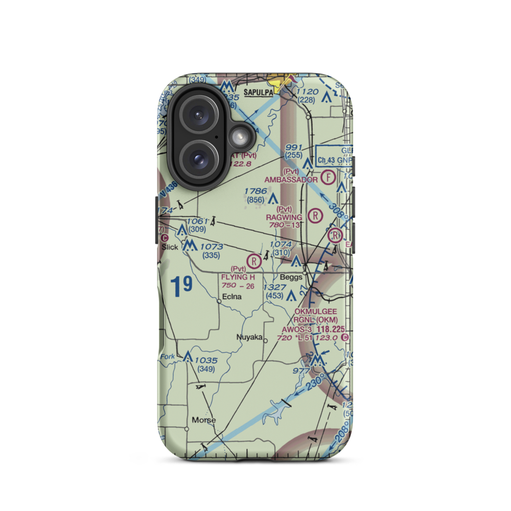 Flying H Ranch Airport (OK50) VFR Sectional  Tough iPhone Case iPhone 16 model shown