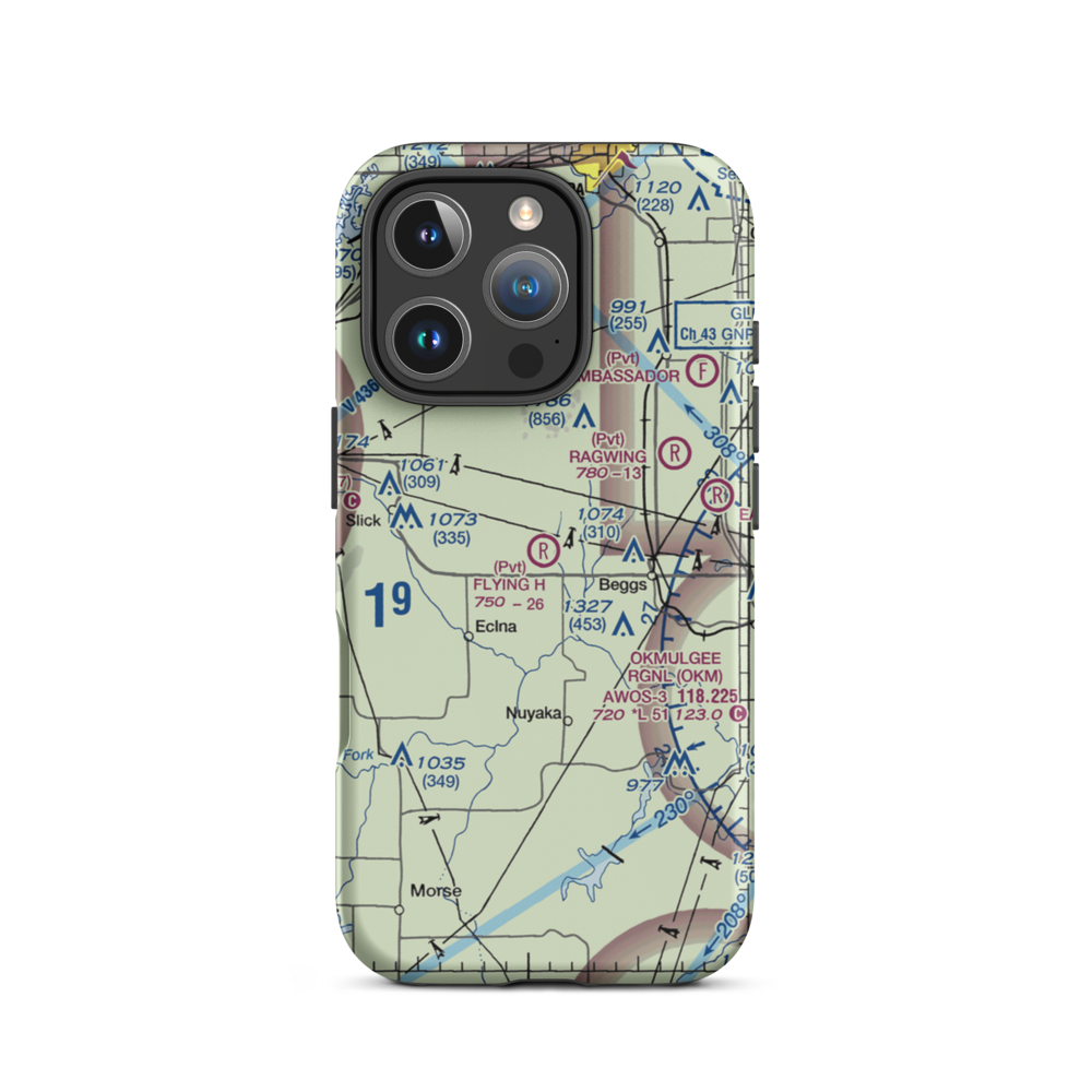 Flying H Ranch Airport (OK50) VFR Sectional  Tough iPhone Case iPhone 16 Pro model shown