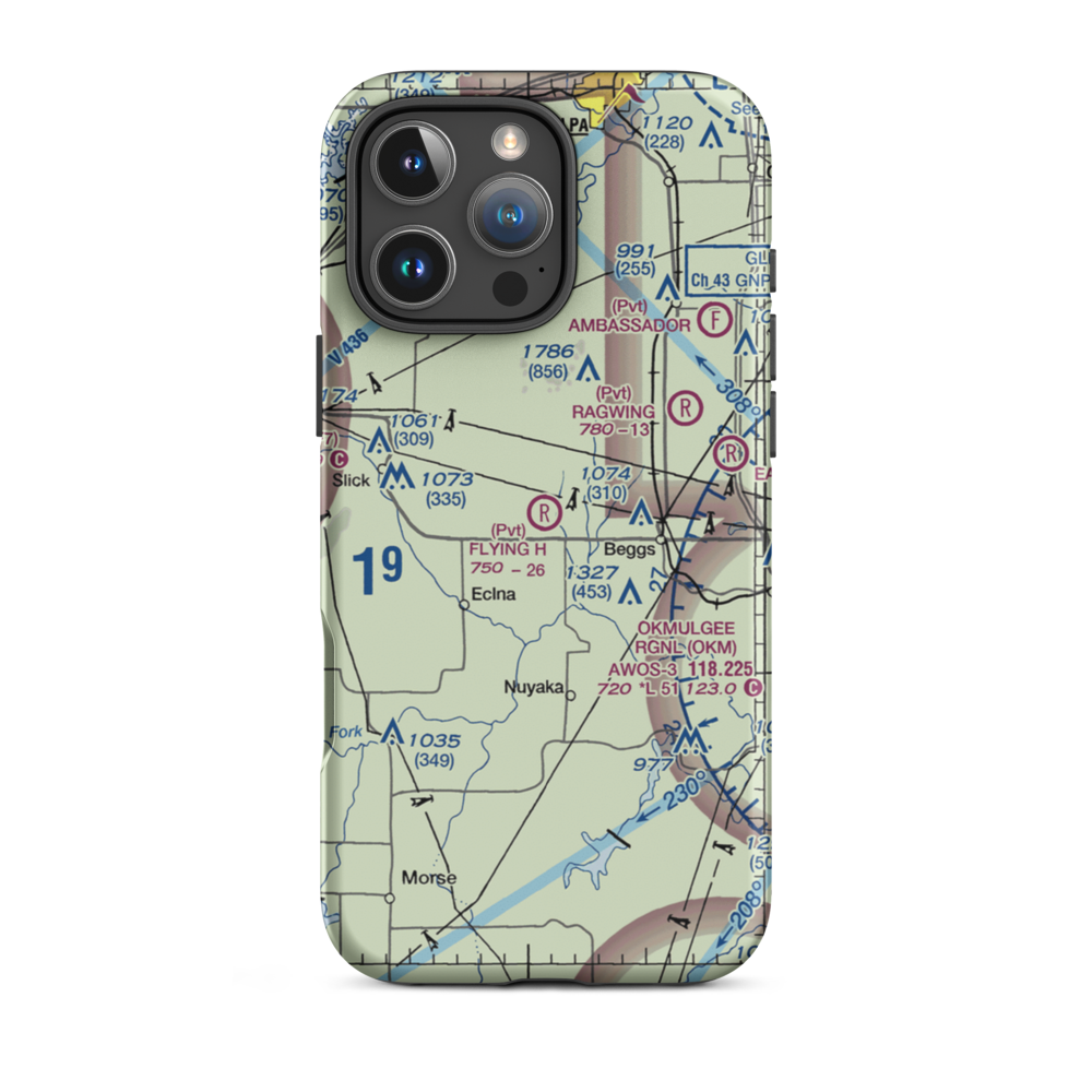Flying H Ranch Airport (OK50) VFR Sectional  Tough iPhone Case iPhone 16 Pro Max model shown