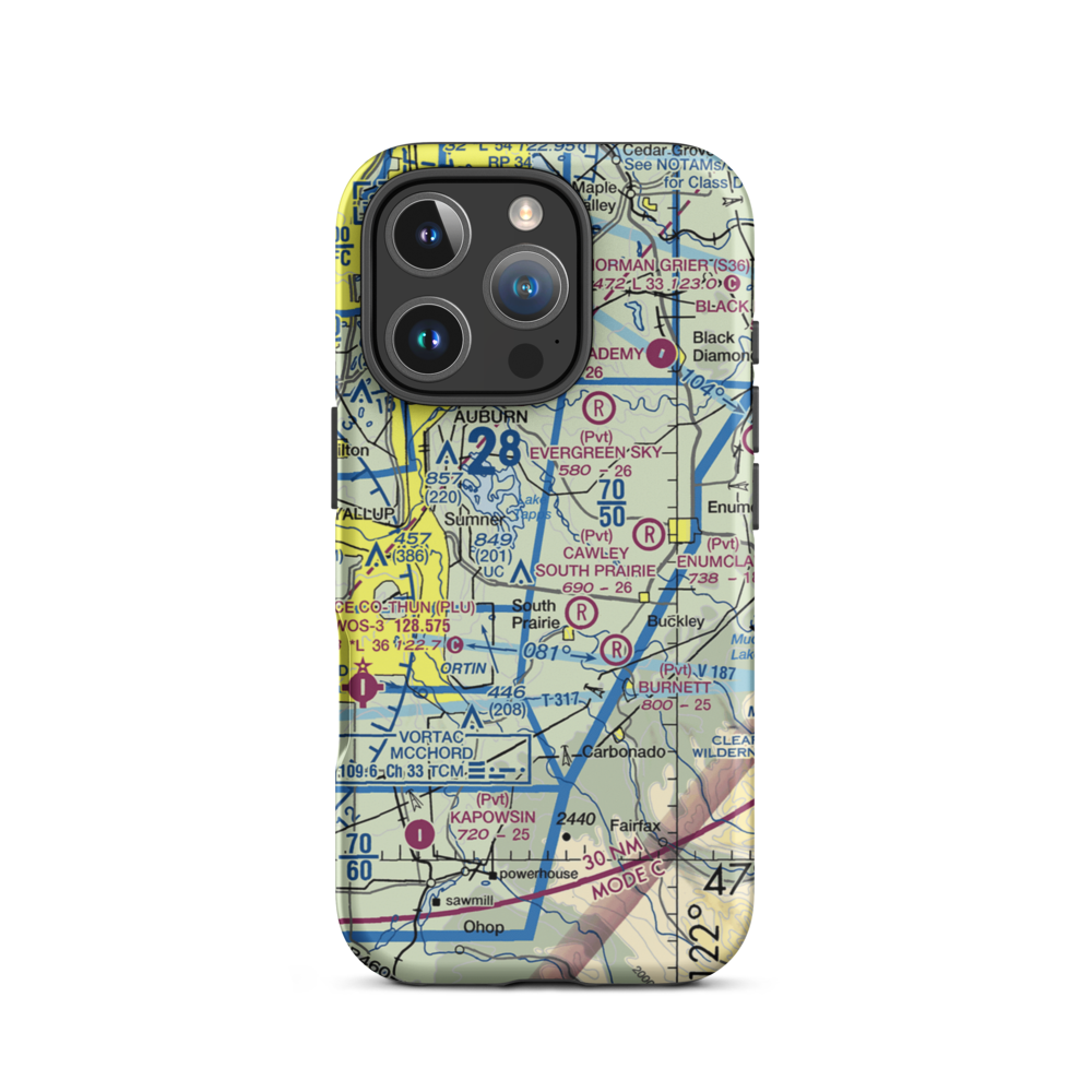 Flying H Ranch Airport (WN42) VFR Sectional  Tough iPhone Case iPhone 16 Pro model shown