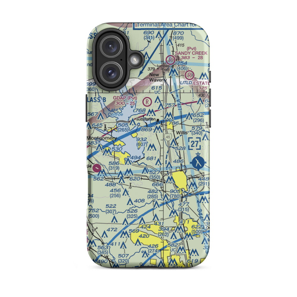 Flying Hare Field Airport (34XS) VFR Sectional  Tough iPhone Case iPhone 16 Plus model shown