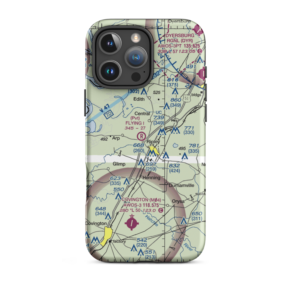 Flying I Ranch Airport (TN36) VFR Sectional  Tough iPhone Case iPhone 16 Pro Max model shown