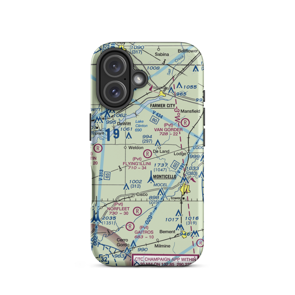 Flying Illini Airport (IL80) VFR Sectional  Tough iPhone Case iPhone 16 model shown