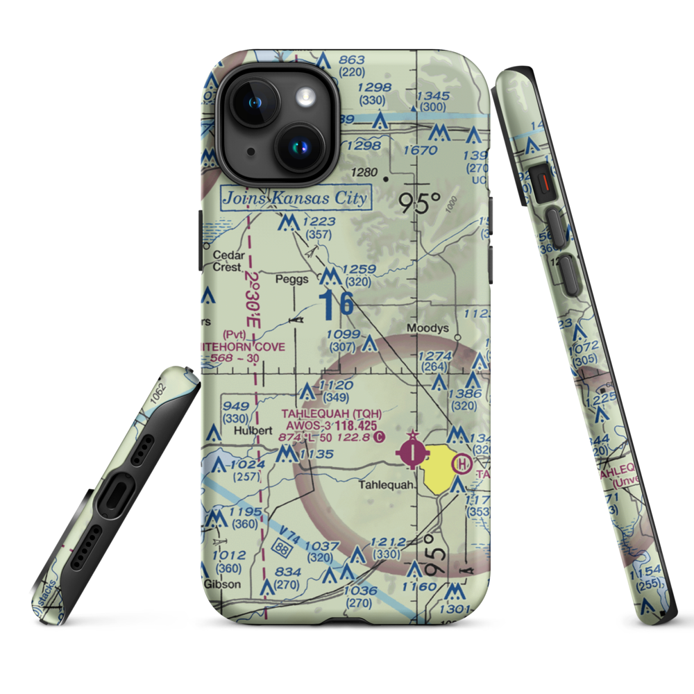 Flying J Ranch Airport (67OK) VFR Sectional  Tough iPhone Case iPhone 15 Plus model shown