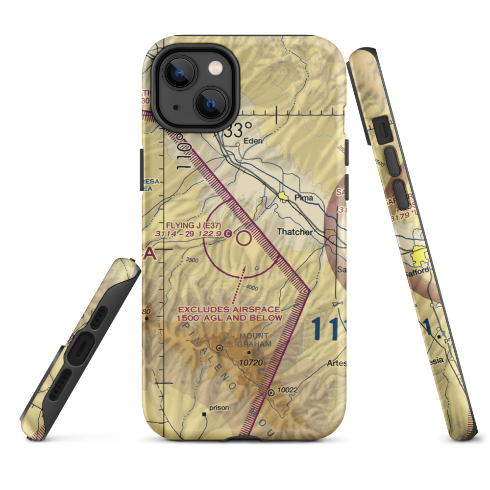 Flying J Ranch Airport (E37) VFR Sectional  Tough iPhone Case iPhone 14 Plus model shown