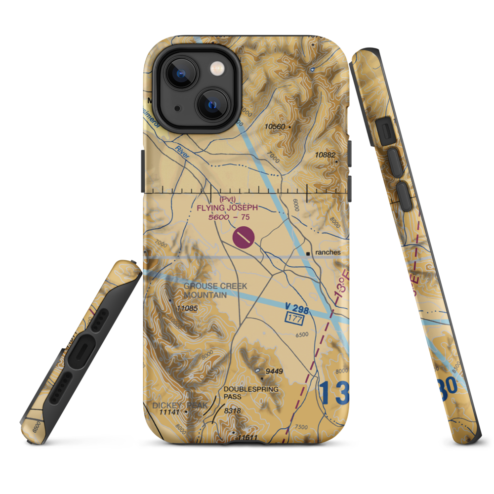 Flying Joseph Ranch Airport (0ID2) VFR Sectional  Tough iPhone Case iPhone 14 Plus model shown