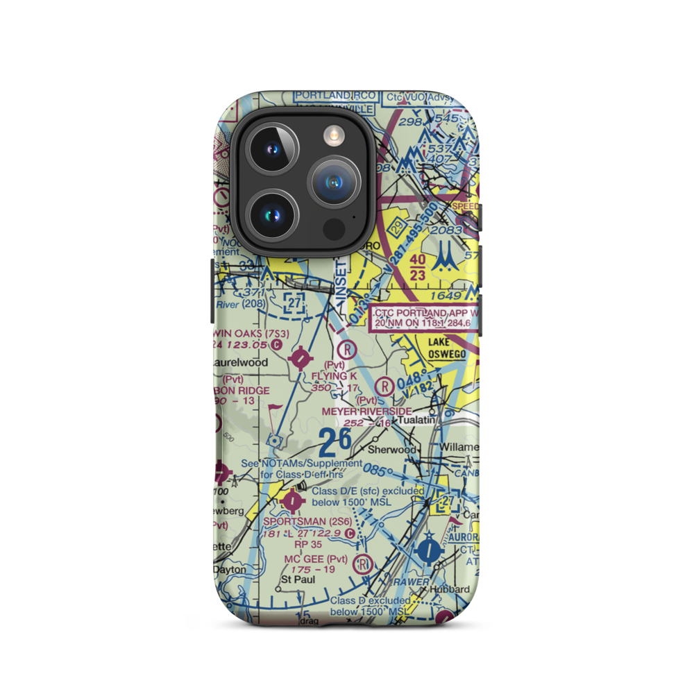 Flying K Ranch Airport (OR00) VFR Sectional  Tough iPhone Case iPhone 16 Pro model shown