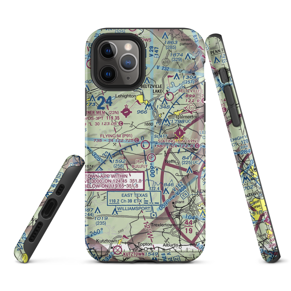 Flying M Aerodrome (P91) VFR Sectional  Tough iPhone Case iPhone 11 Pro model shown