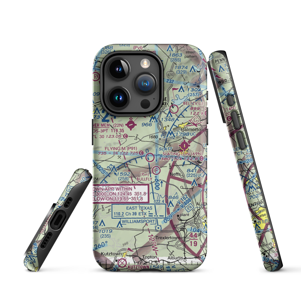 Flying M Aerodrome (P91) VFR Sectional  Tough iPhone Case iPhone 15 Pro model shown