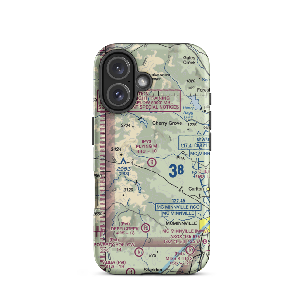 Flying M Airport (OR05) VFR Sectional  Tough iPhone Case iPhone 16 model shown