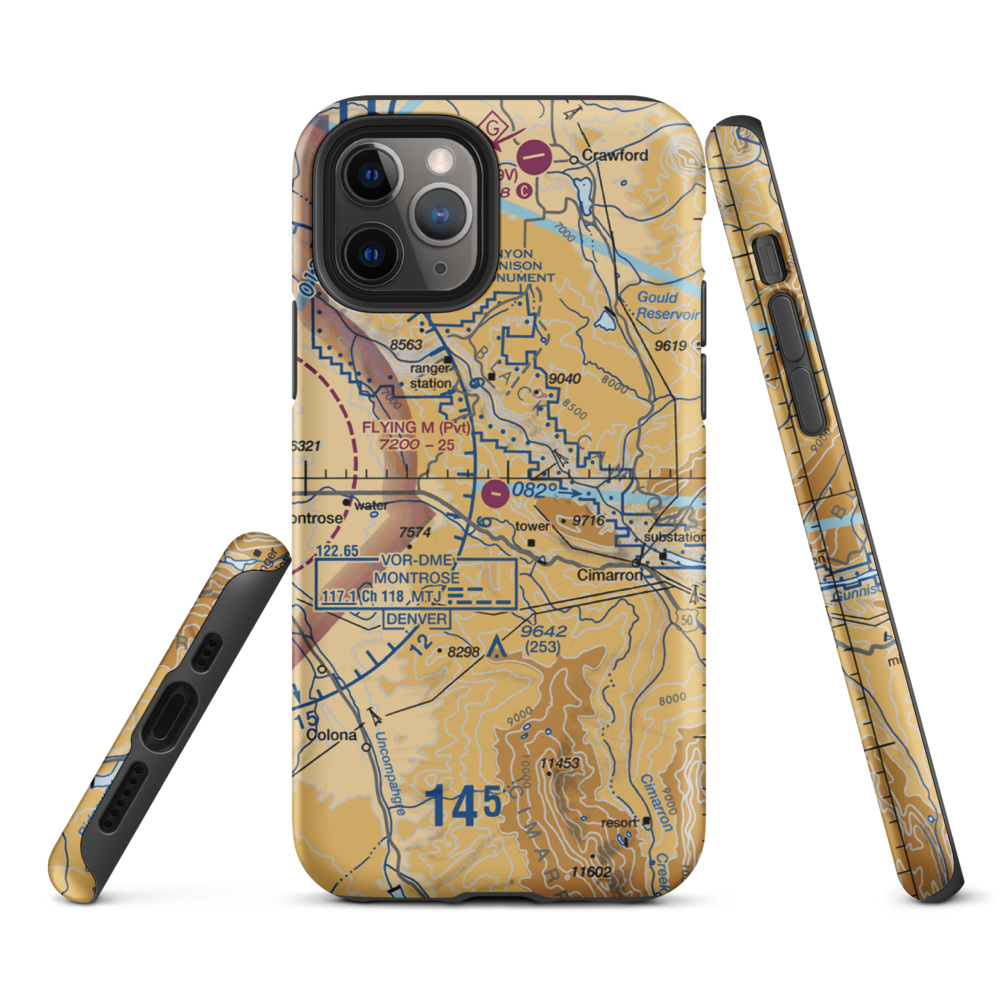 Flying M Ranch Airport (39CO) VFR Sectional  Tough iPhone Case iPhone 11 Pro model shown