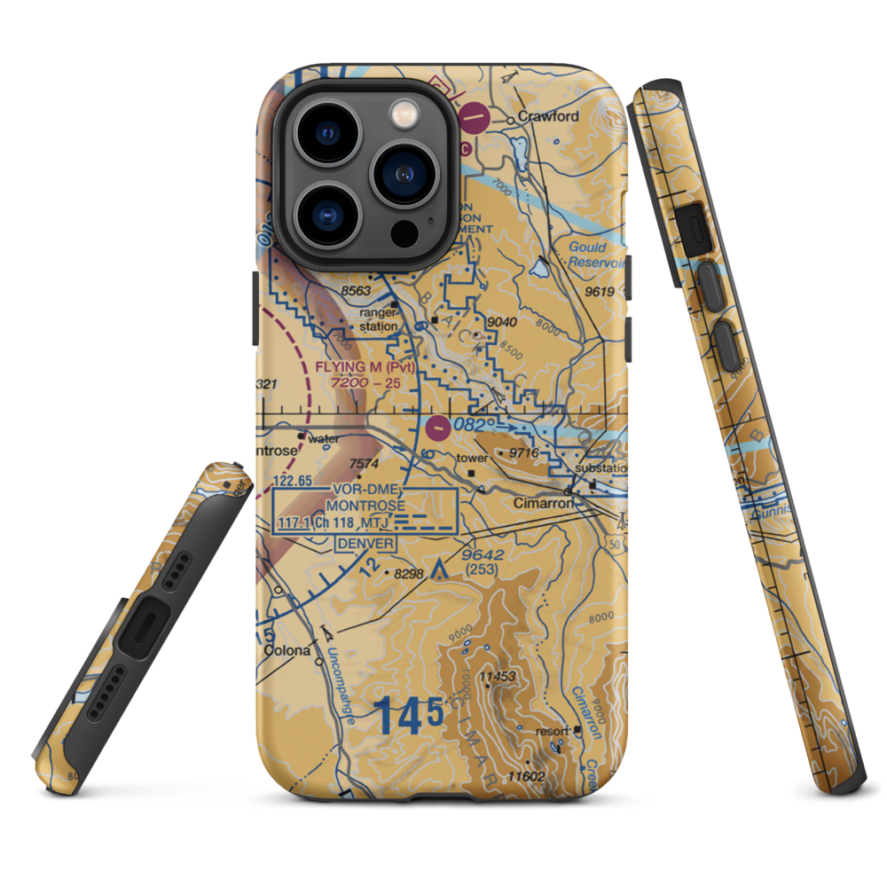 Flying M Ranch Airport (39CO) VFR Sectional  Tough iPhone Case iPhone 13 Pro Max model shown