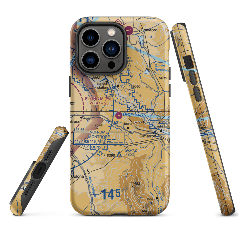 Flying M Ranch Airport (39CO) VFR Sectional  Tough iPhone Case iPhone 14 Pro Max model shown