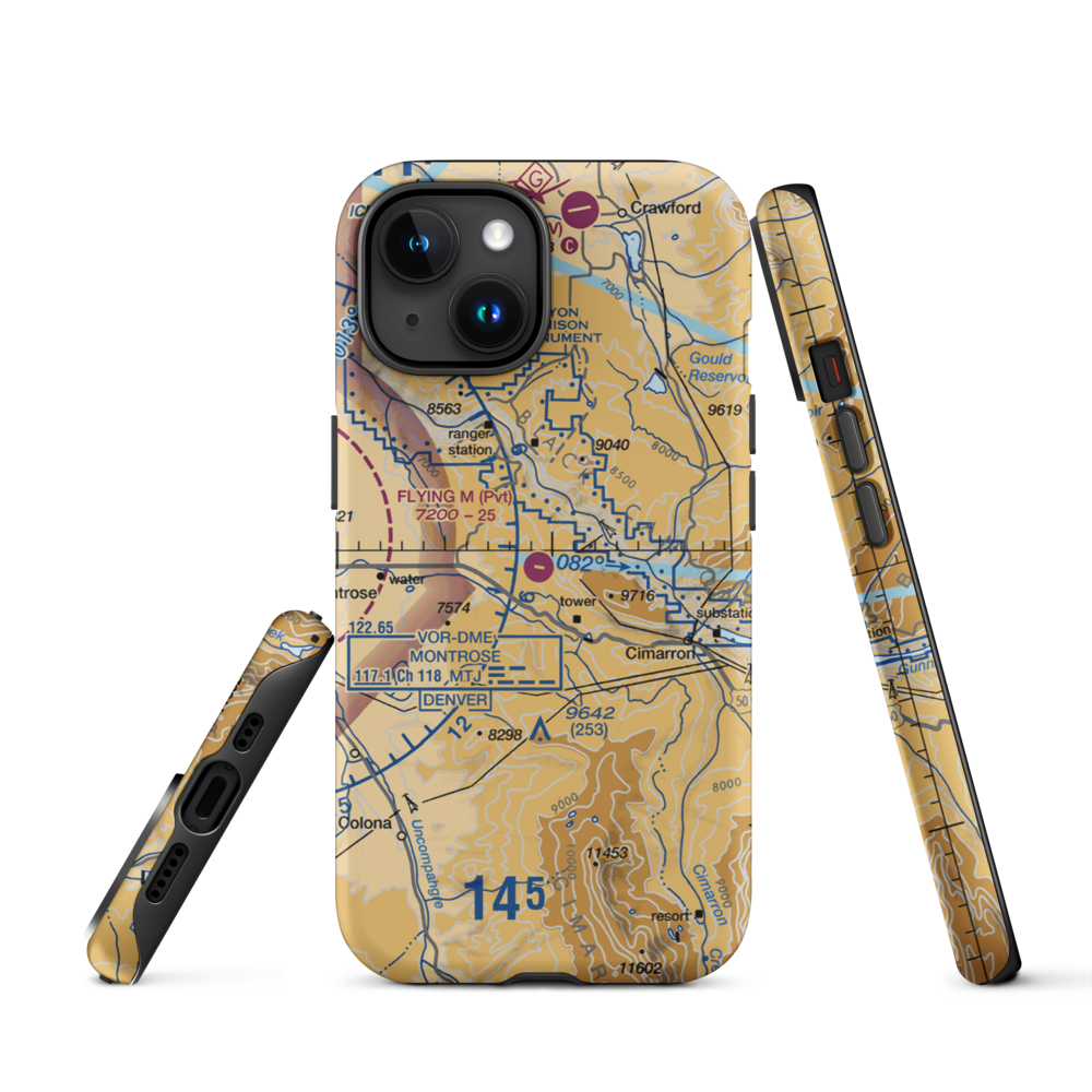 Flying M Ranch Airport (39CO) VFR Sectional  Tough iPhone Case iPhone 15 model shown