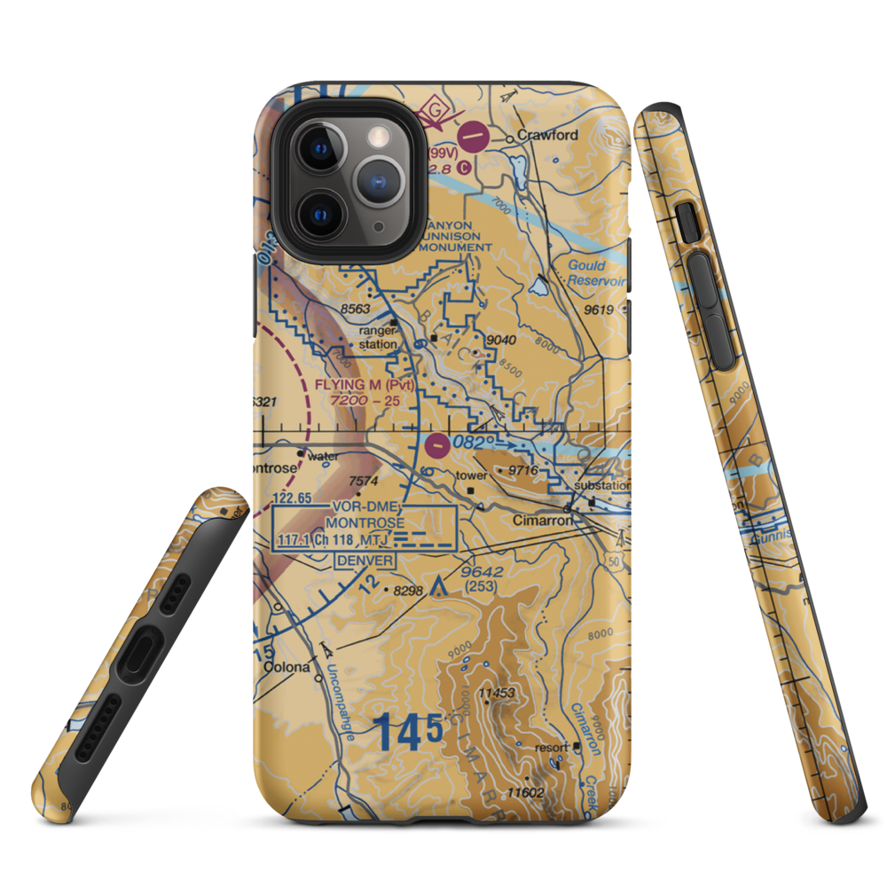 Flying M Ranch Airport (39CO) VFR Sectional  Tough iPhone Case iPhone 11 Pro Max model shown