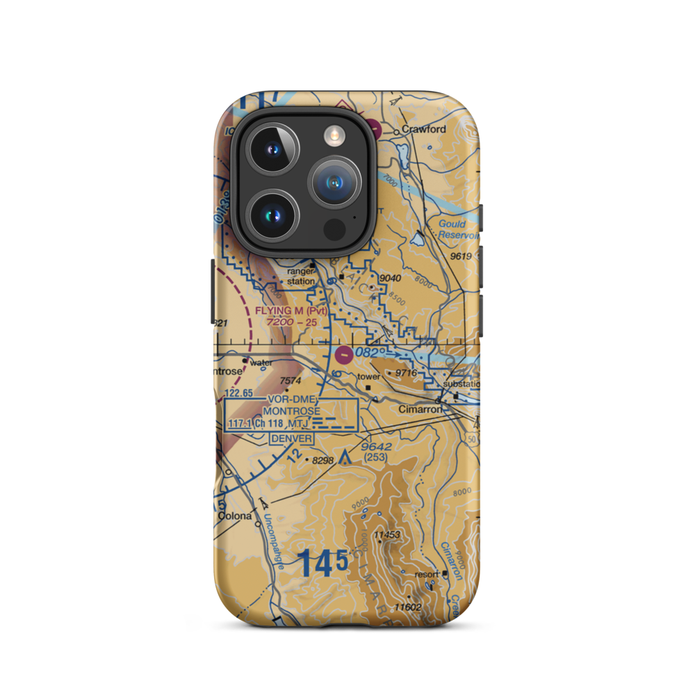 Flying M Ranch Airport (39CO) VFR Sectional  Tough iPhone Case iPhone 16 Pro model shown