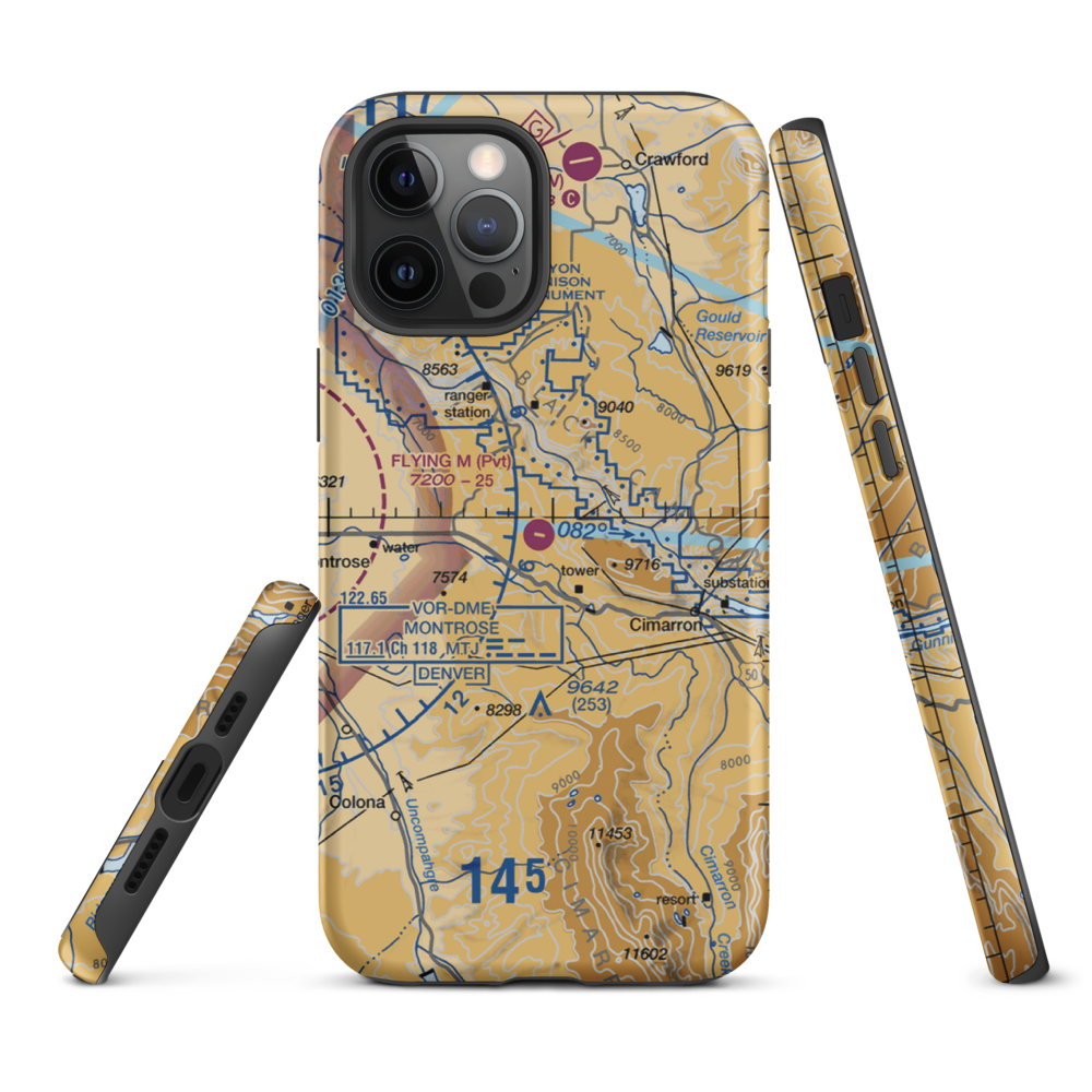Flying M Ranch Airport (39CO) VFR Sectional  Tough iPhone Case iPhone 12 Pro Max model shown