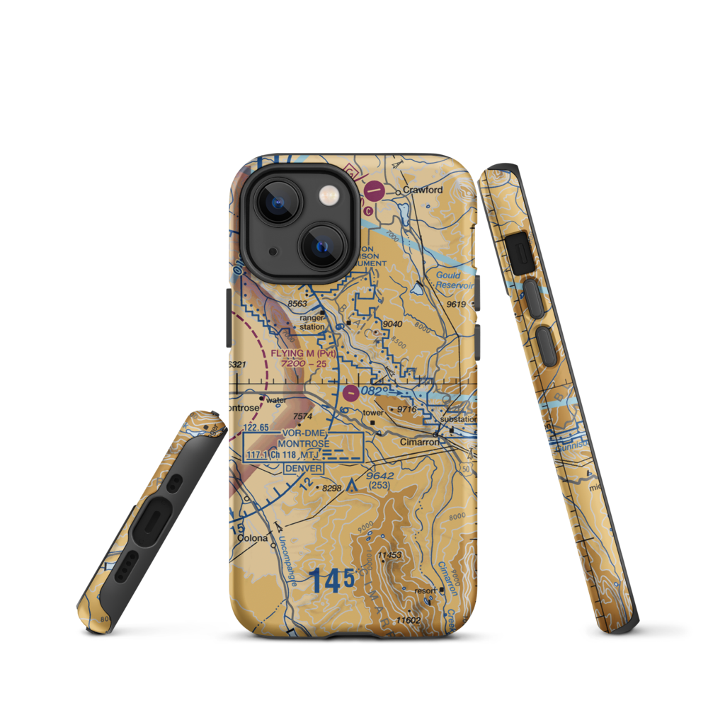 Flying M Ranch Airport (39CO) VFR Sectional  Tough iPhone Case iPhone 13 mini model shown