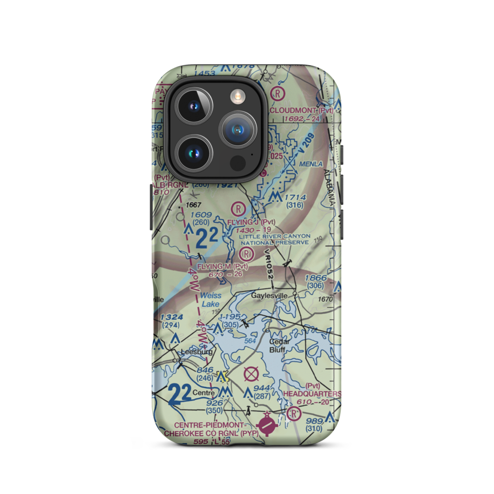 Flying M Ranch Airport (AL32) VFR Sectional  Tough iPhone Case iPhone 16 Pro model shown