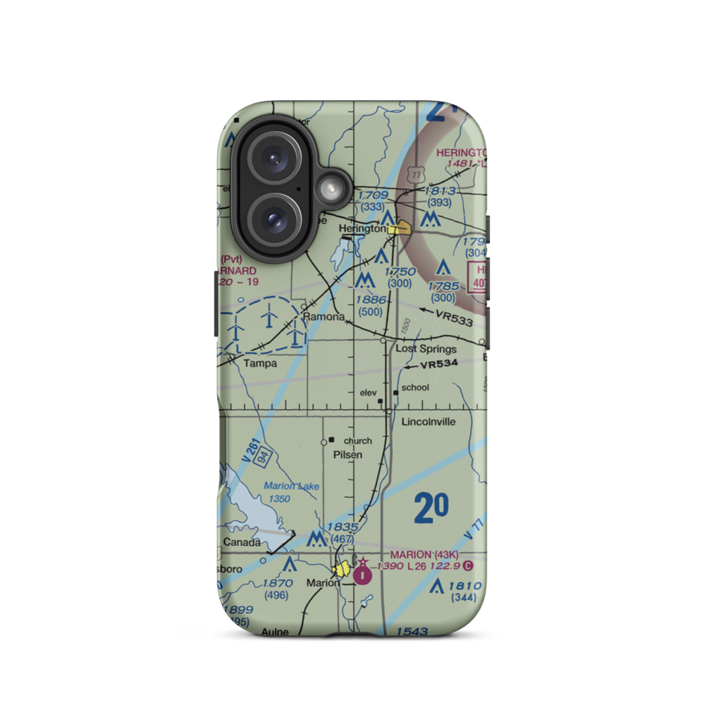 Flying N Ranch Airport (01KS) VFR Sectional  Tough iPhone Case iPhone 16 model shown