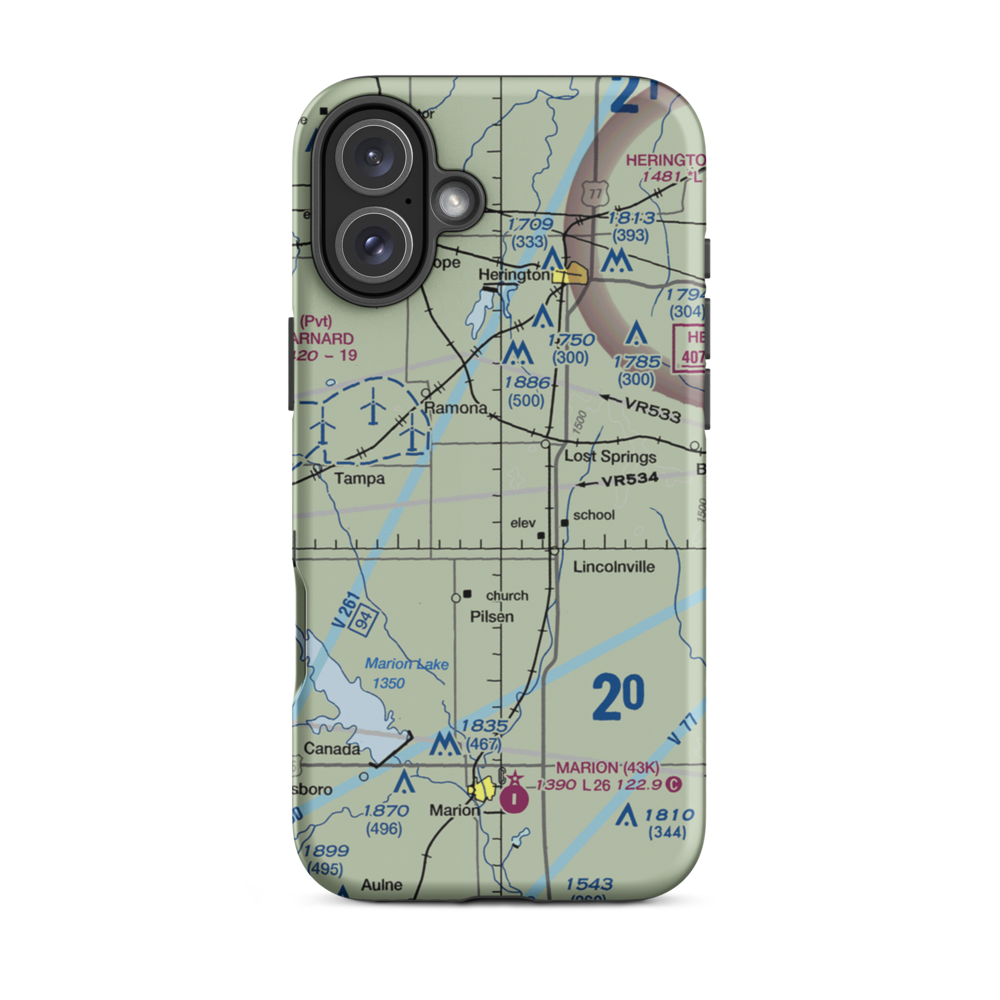 Flying N Ranch Airport (01KS) VFR Sectional  Tough iPhone Case iPhone 16 Plus model shown