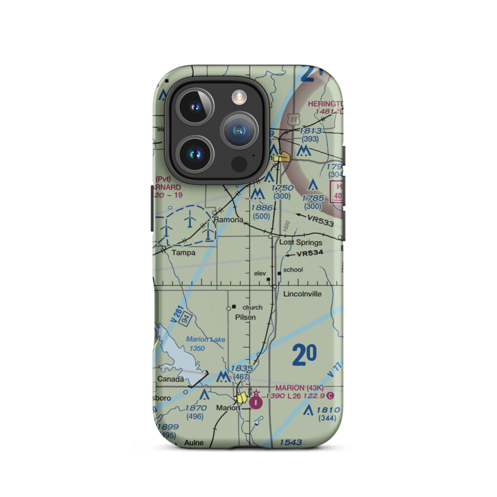 Flying N Ranch Airport (01KS) VFR Sectional  Tough iPhone Case iPhone 16 Pro model shown
