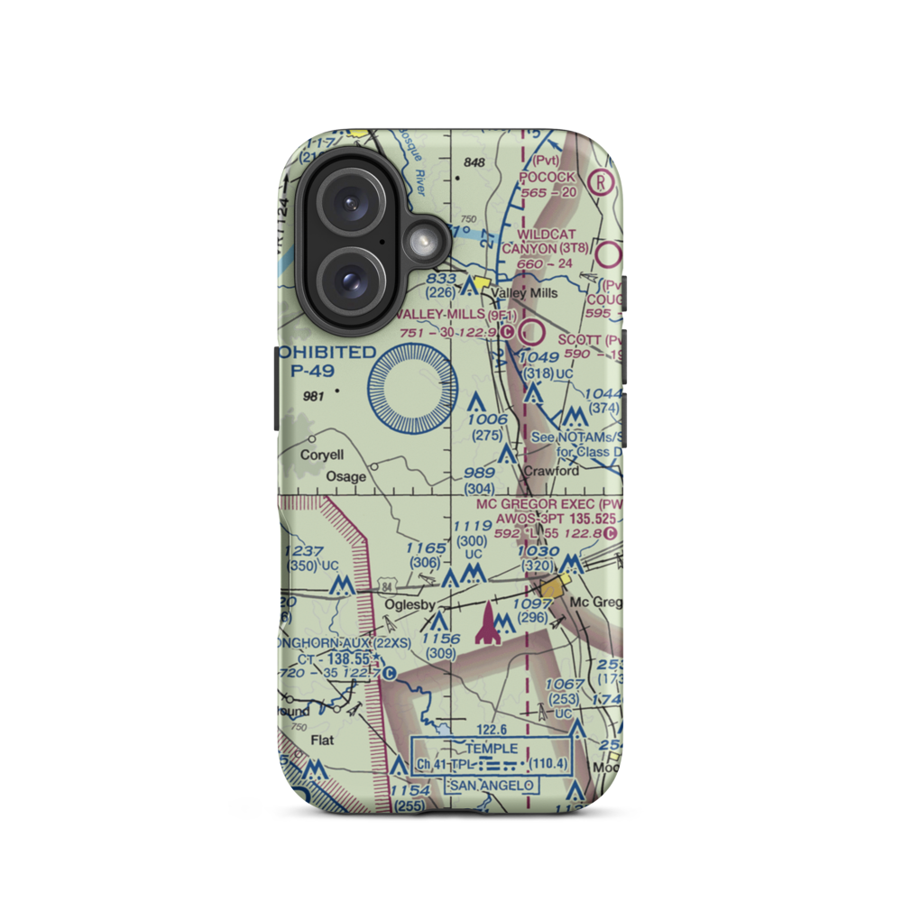 Flying Nd Ranch Airport (US-0140) VFR Sectional  Tough iPhone Case iPhone 16 model shown