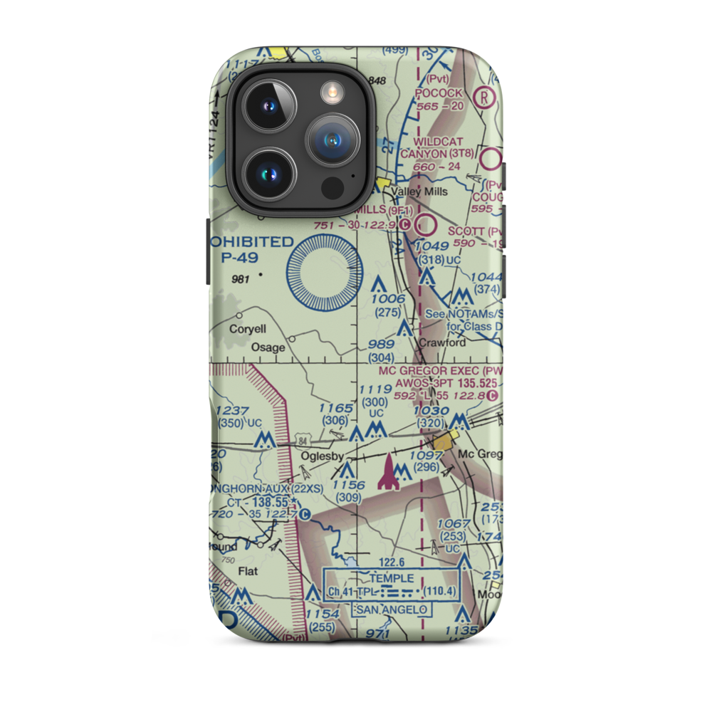 Flying Nd Ranch Airport (US-0140) VFR Sectional  Tough iPhone Case iPhone 16 Pro Max model shown