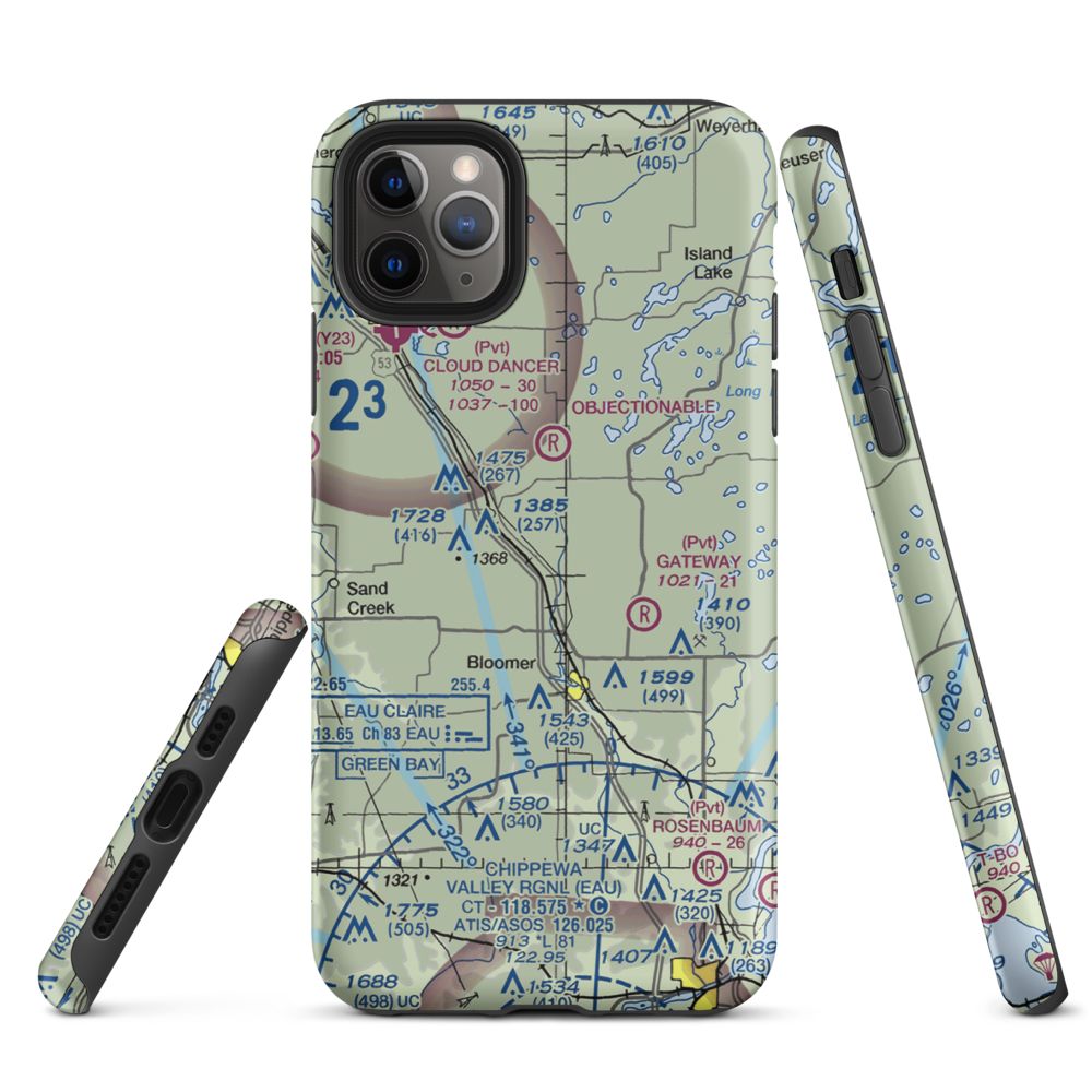 Flying O Airport (US-0128) VFR Sectional  Tough iPhone Case iPhone 11 Pro Max model shown