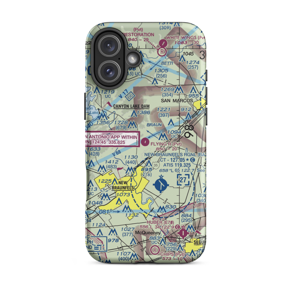 Flying R Ranch Airport (77TS) VFR Sectional  Tough iPhone Case iPhone 16 Plus model shown