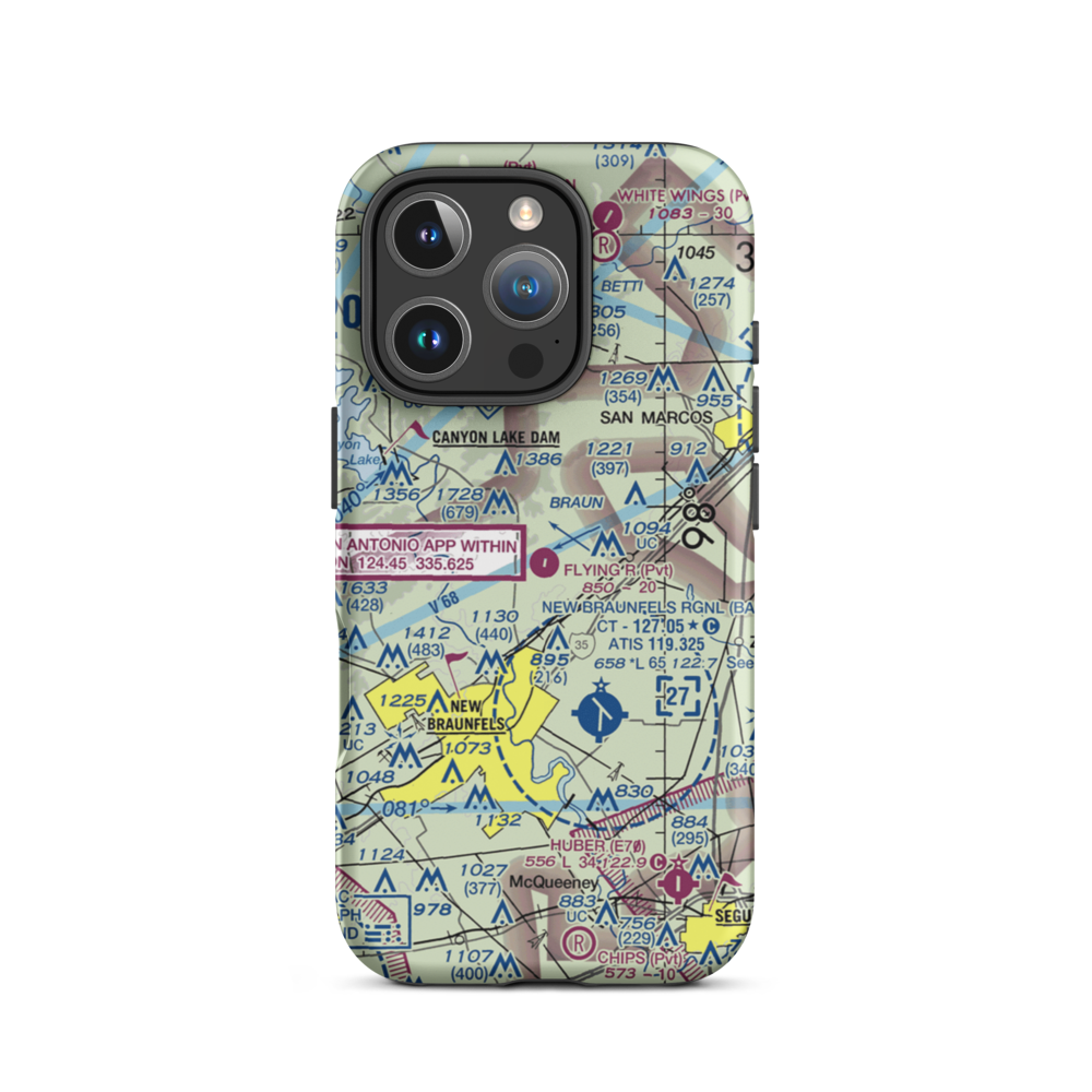 Flying R Ranch Airport (77TS) VFR Sectional  Tough iPhone Case iPhone 16 Pro model shown