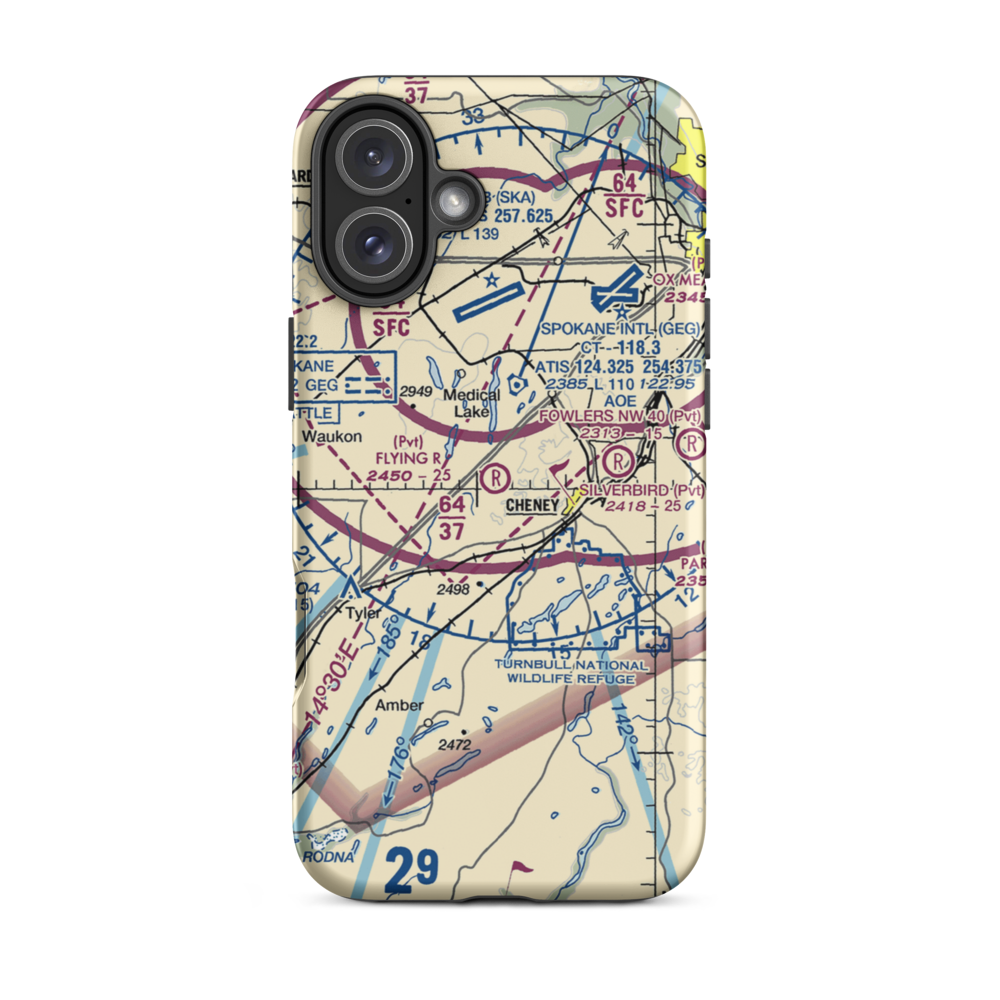 Flying R Ranch Airport (WA49) VFR Sectional  Tough iPhone Case iPhone 16 Plus model shown