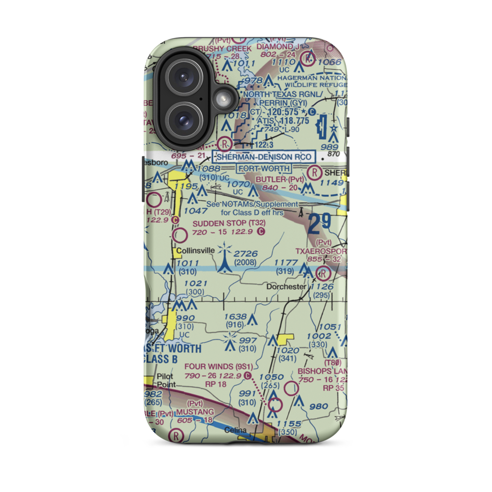 Flying S Ranch Airport (2XA4) VFR Sectional  Tough iPhone Case iPhone 16 Plus model shown