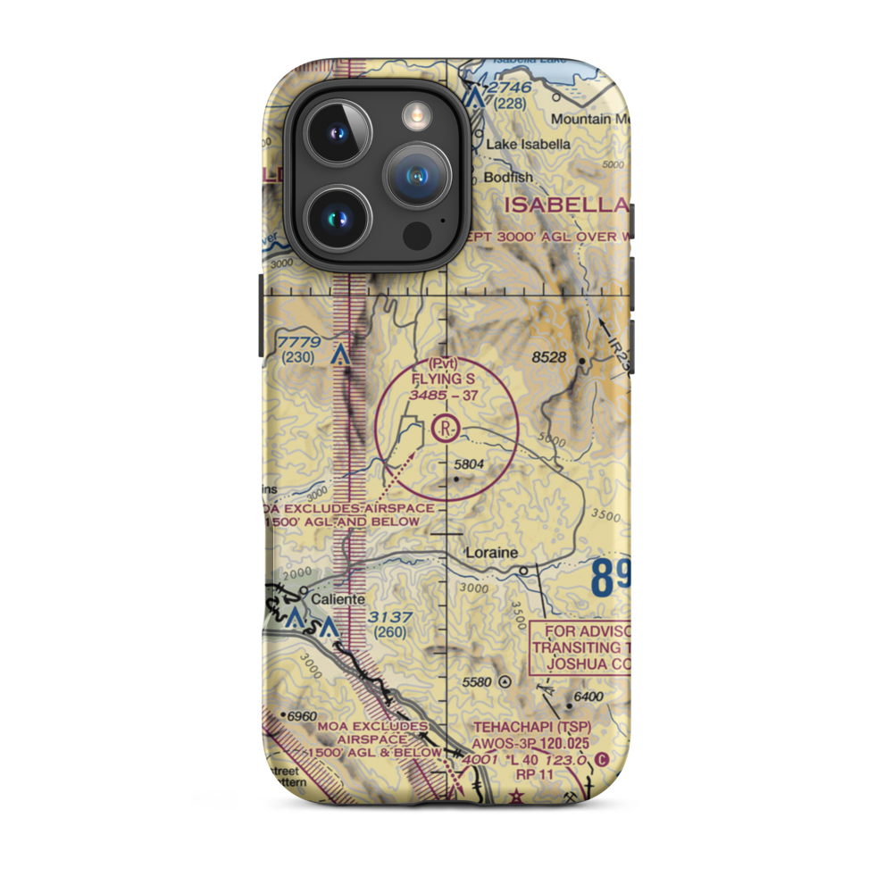 Flying S Ranch Airport (62CL) VFR Sectional  Tough iPhone Case iPhone 16 Pro Max model shown