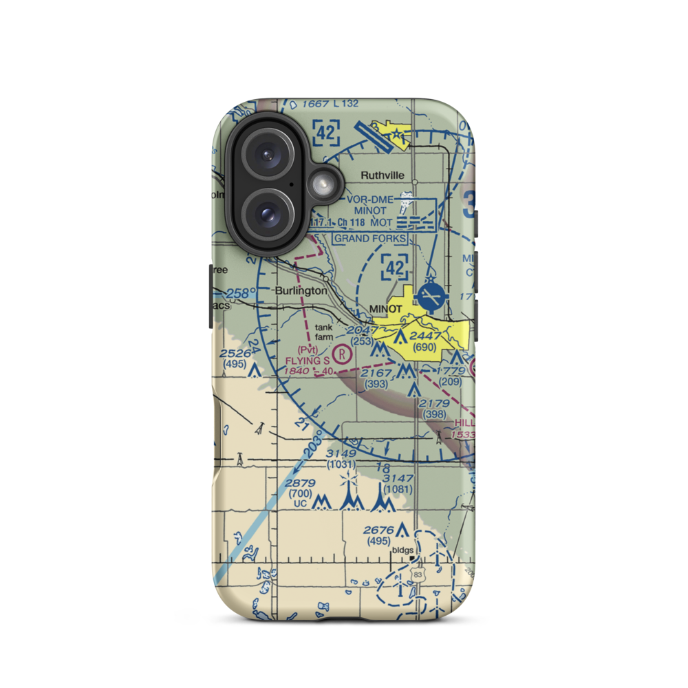 Flying S Ranch Airport (ND43) VFR Sectional  Tough iPhone Case iPhone 16 model shown