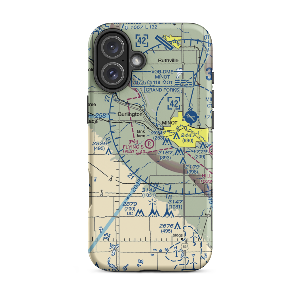 Flying S Ranch Airport (ND43) VFR Sectional  Tough iPhone Case iPhone 16 Plus model shown