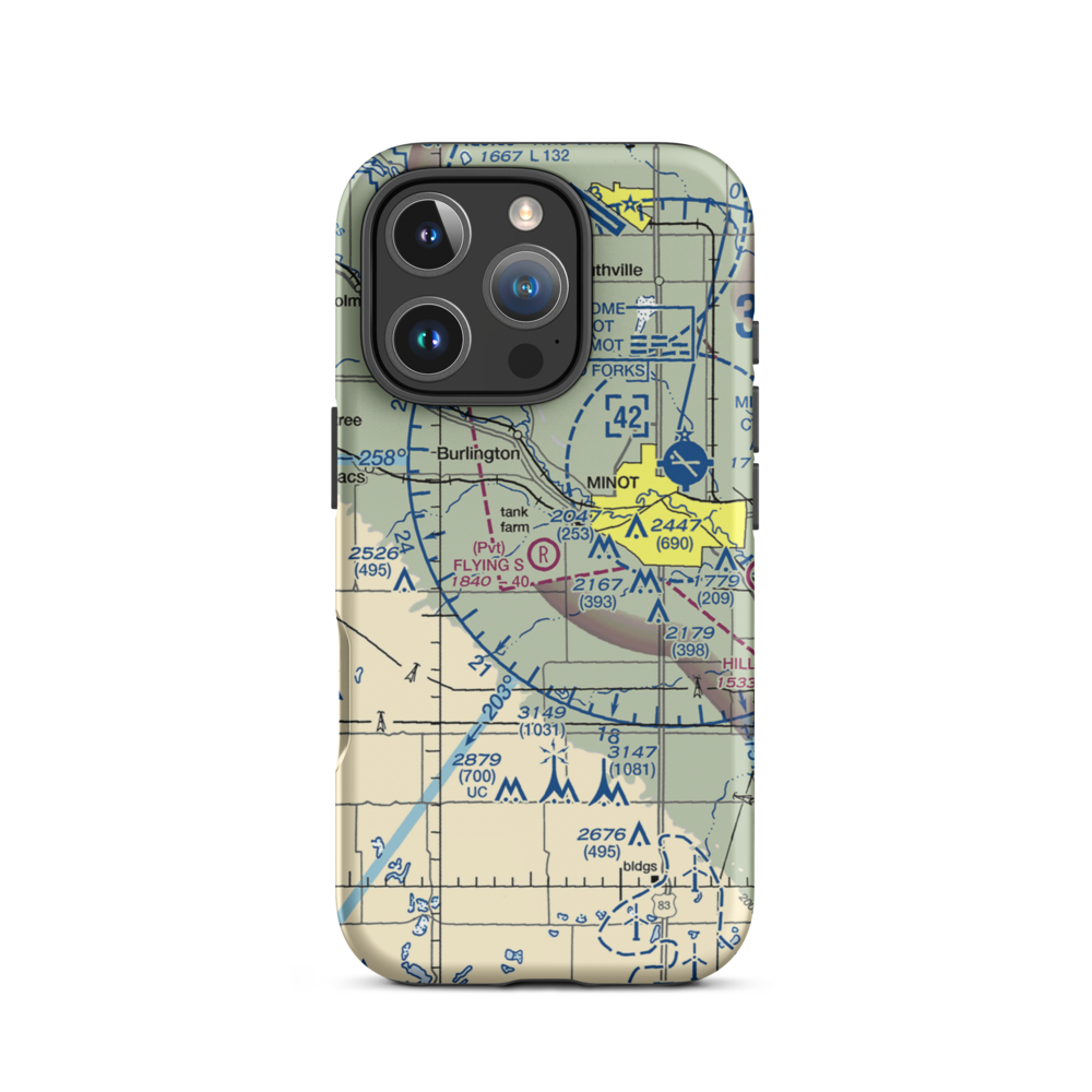Flying S Ranch Airport (ND43) VFR Sectional  Tough iPhone Case iPhone 16 Pro model shown