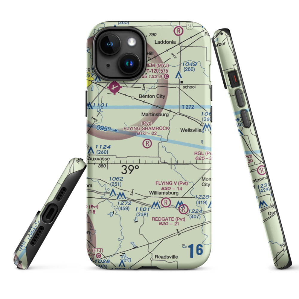 Flying Shamrock Airport (6MU4) VFR Sectional  Tough iPhone Case iPhone 15 Plus model shown