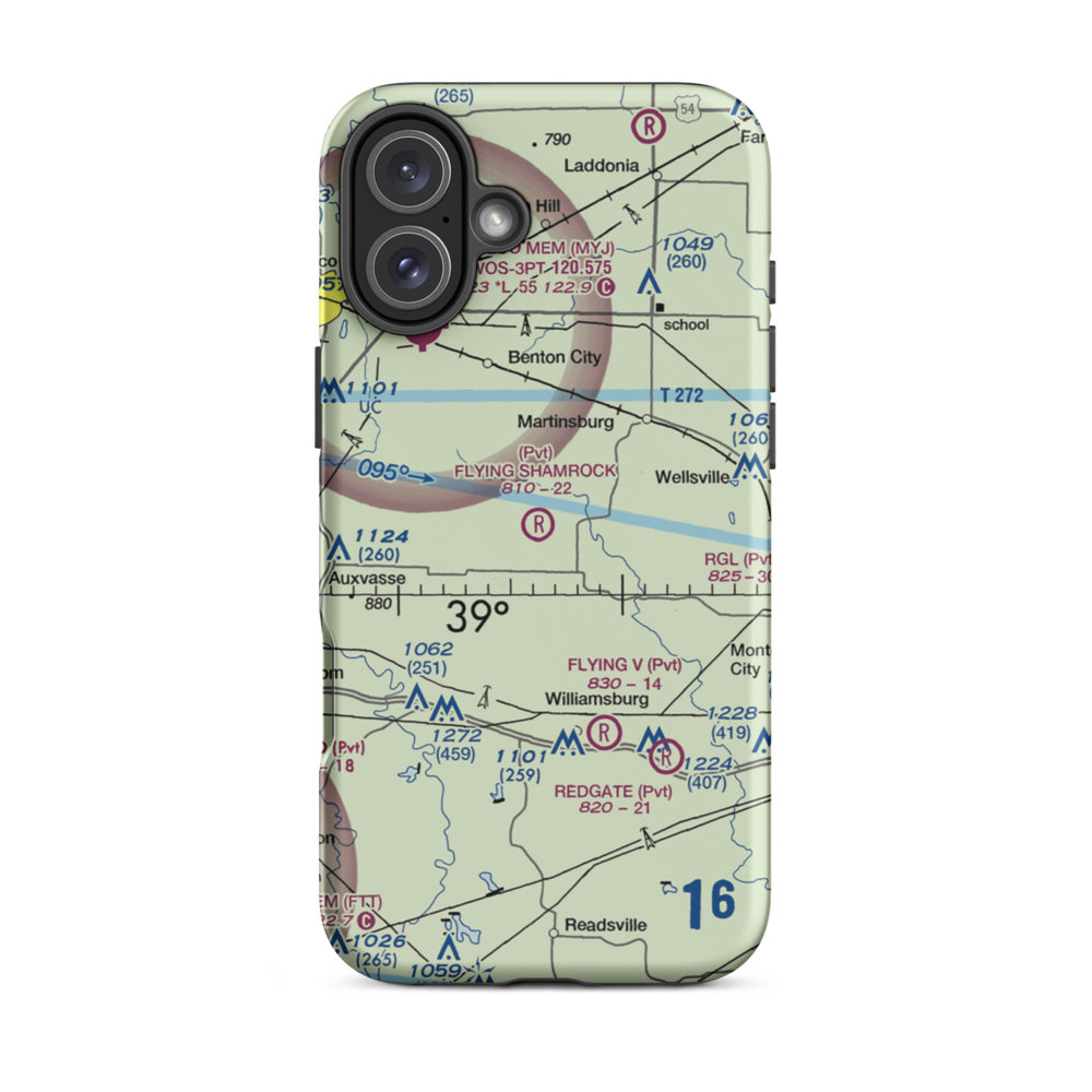 Flying Shamrock Airport (6MU4) VFR Sectional  Tough iPhone Case iPhone 16 Plus model shown