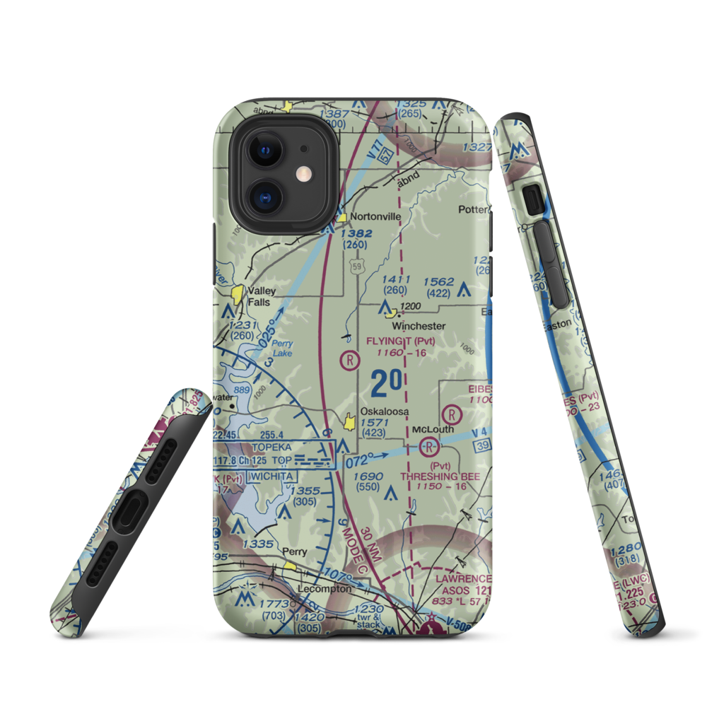 Flying T Airport (7KS0) VFR Sectional  Tough iPhone Case iPhone 11 model shown