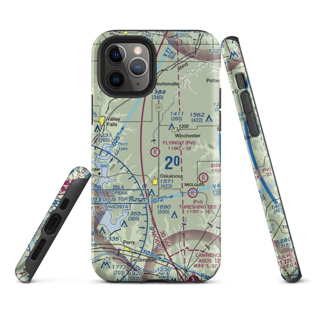 Flying T Airport (7KS0) VFR Sectional  Tough iPhone Case iPhone 11 Pro model shown