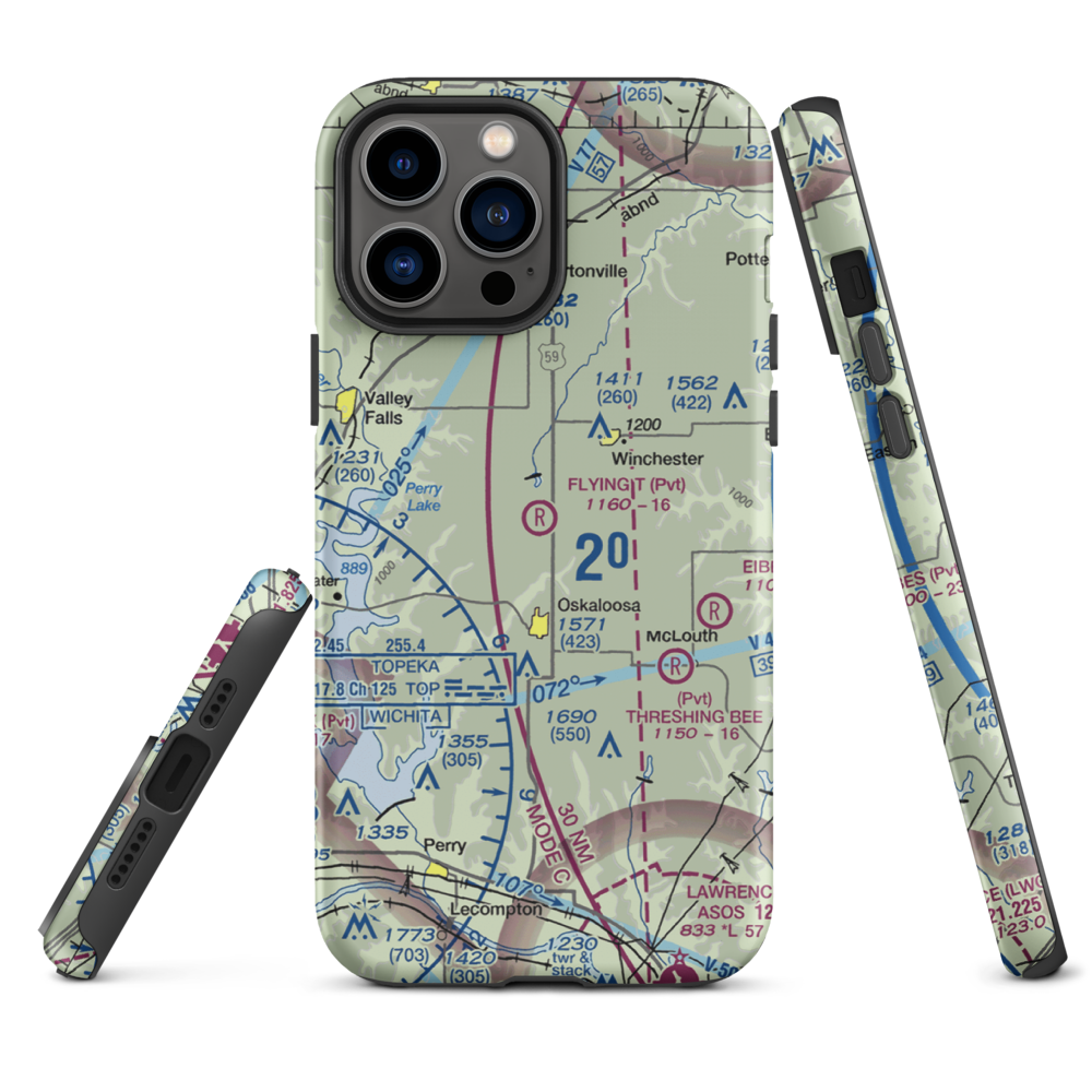 Flying T Airport (7KS0) VFR Sectional  Tough iPhone Case iPhone 13 Pro Max model shown